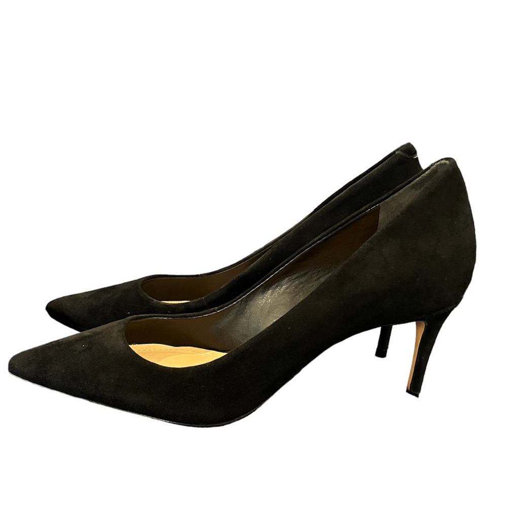 Schutz Lola Classic Spike Heel Pointed Toe Pump 3” Black Nubuck Calf Suede Sz 5B